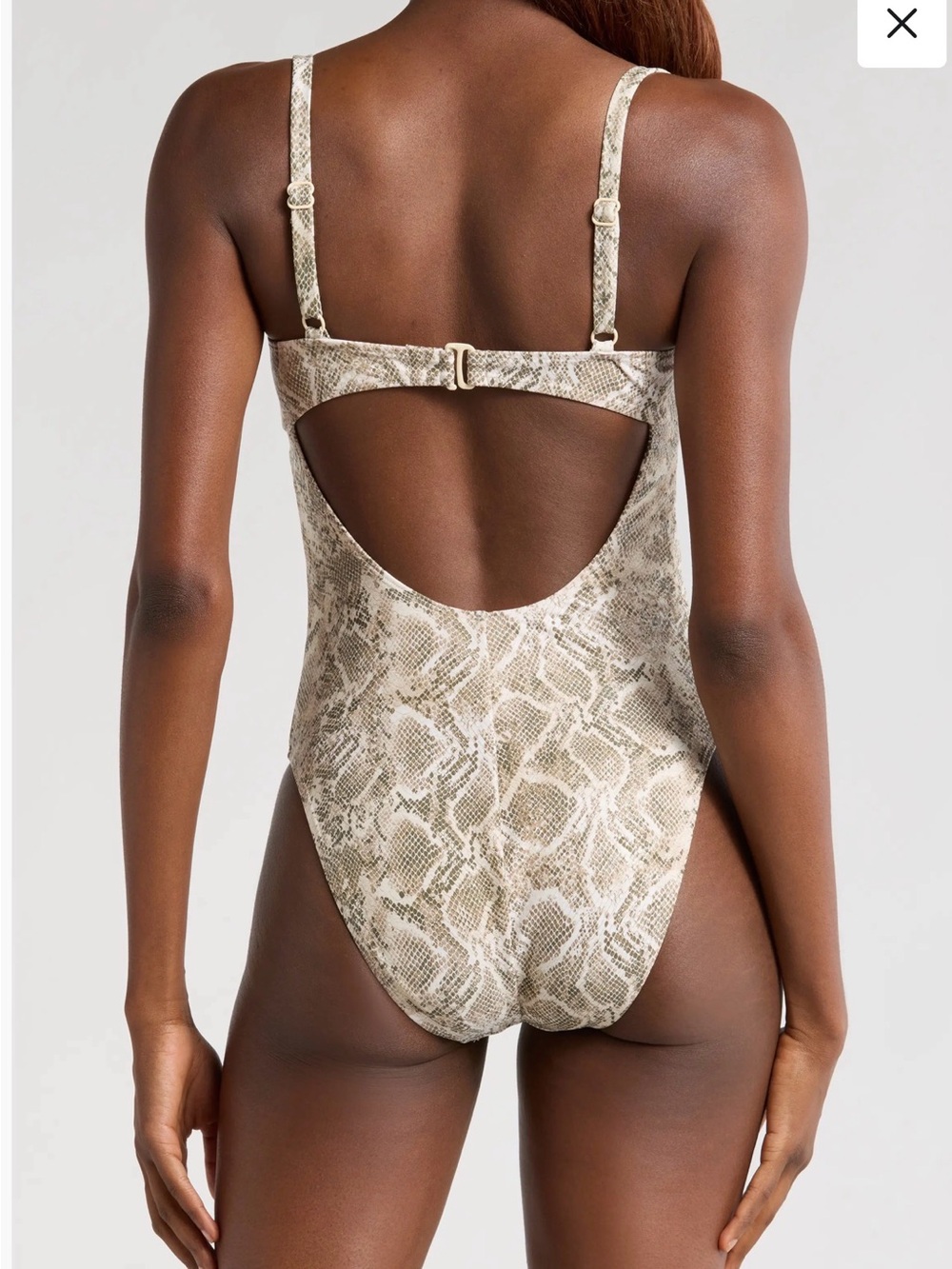 Good American Snake-Print One-Piece Swimsuit - Sand/Beige - Picture 3 of 6